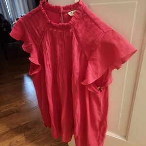 Nanette Lepore Hot Pink Ruffle Sleeve Blouse